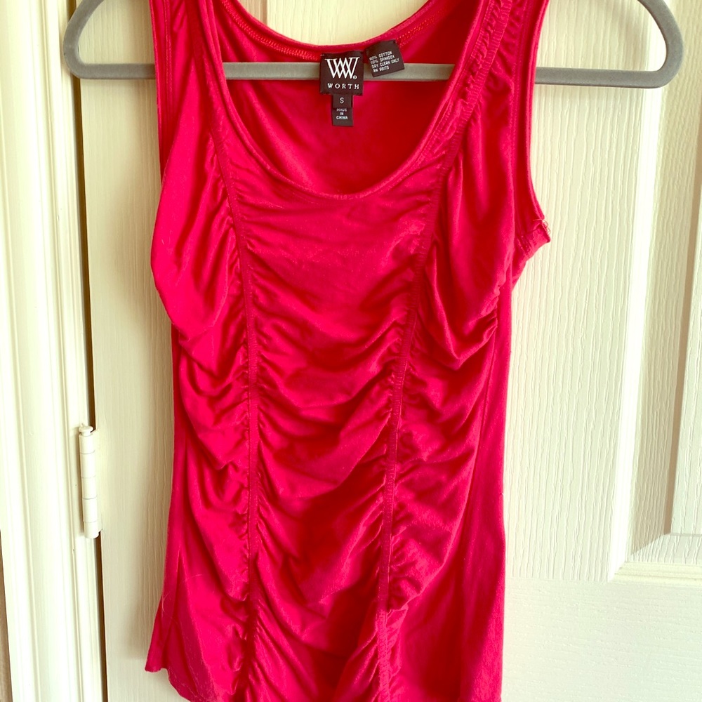 Red Worth Ruched Tank- EUC, Size S